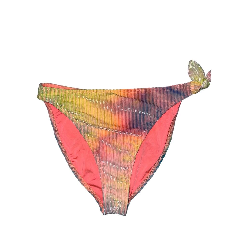 Dippin Daisy’s Velvet Rib Tie Dye Carnival Side Tie Bikini Bottom Size Large